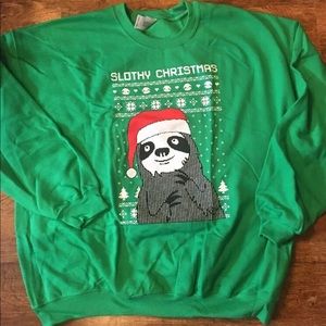 Slothy Christmas ugly sloth green sweatshirt XXL